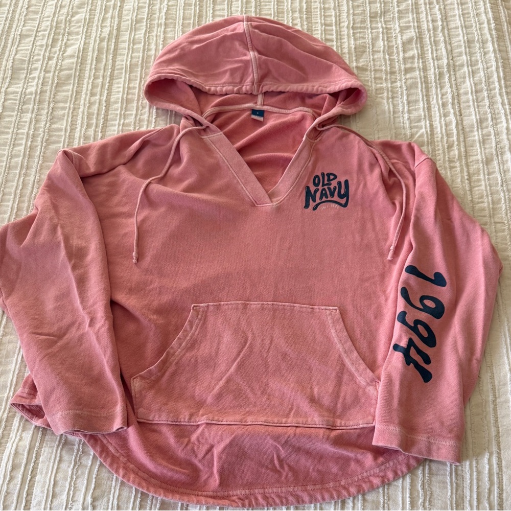 Old Navy light coral V-Neck Terrycloth Hoodie